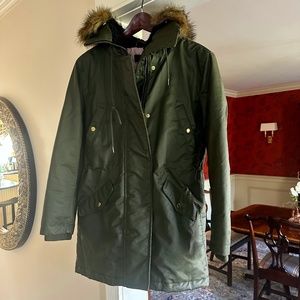 J Crew XS Perfect Winter Parka, Dark Green
